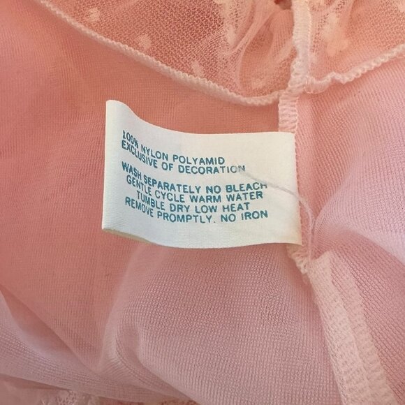 NOS Vintage 60's Vassarette Pink Nylon Chiffon Robe Nightgown Size 36 Full Sweep - Picture 10 of 10